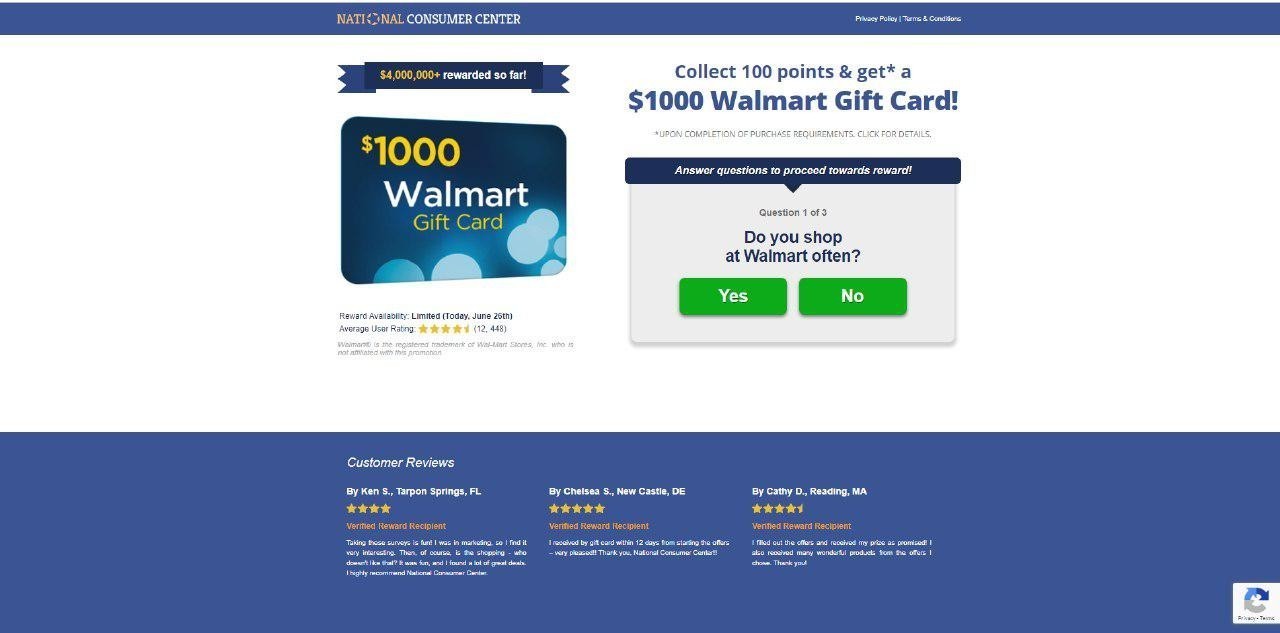 Walmart Gift Card recipient. Push трафик. Get points. Кейс трафик