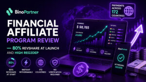 BinoPartner Financial Affiliate Program Review: Instant Withdrawals, 80% RS at Start, and No Caps